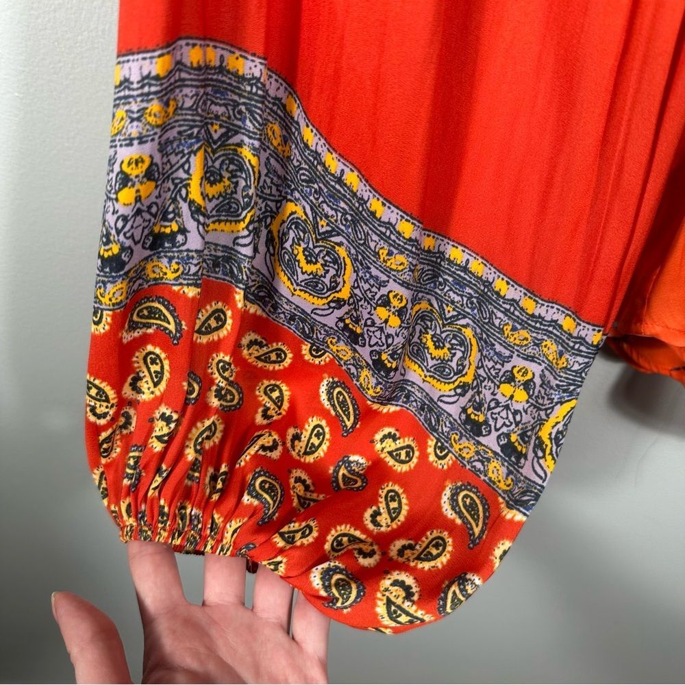 Free People Positano Print Blouse NWT Size XS Cherry Combo Boho Spring Chic - Picture 11 of 15